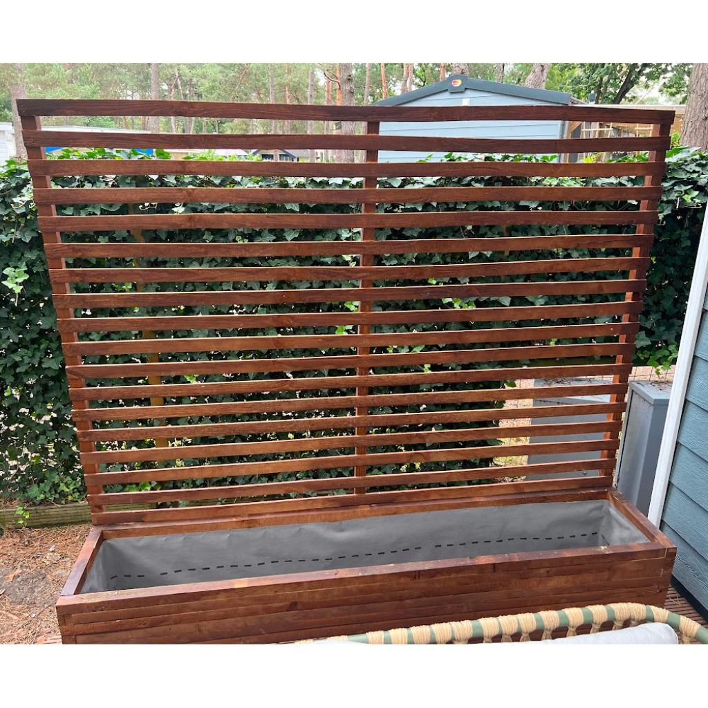 Bloembakken van hout 200cm x40x36 mogelijk met trellis 176cm, Toon van de Laarstraat 1 5701TK Helmond, 100 cm of meer, Nieuw, Ophalen of Verzenden