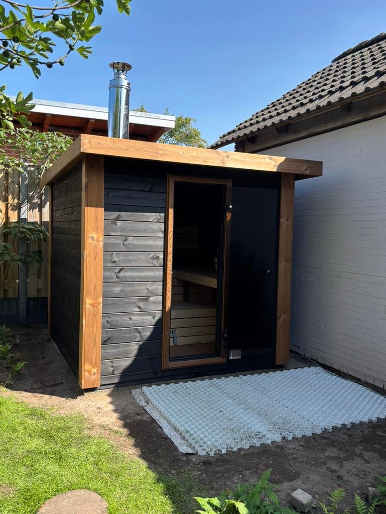Thermowood buitensauna sauna tuinsauna Nederlands fabrikaat, Ophalen of Verzenden, Nieuw, Complete sauna