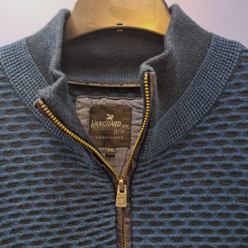 Vanguard petrol blauwe trui half zip merino blend XXL 50088, Vanguard, Blauw, ., Overige maten