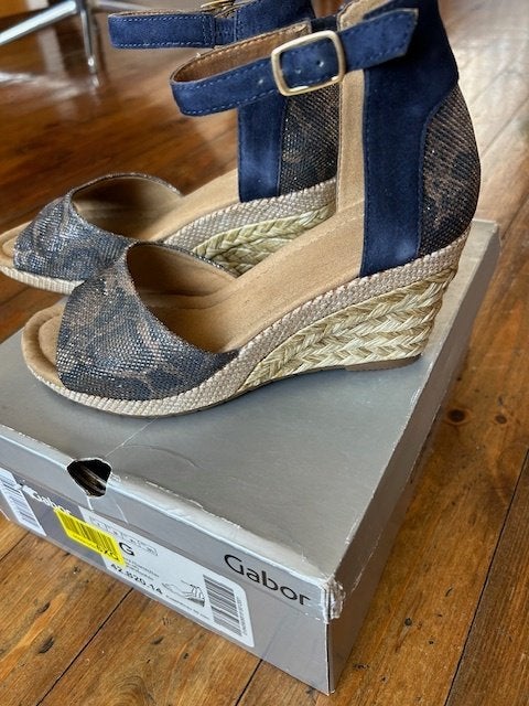 Gabor blauwe sandalen met sleehak - maat 39, Blauw, Gabor, Zo goed als nieuw, Sandalen of Muiltjes