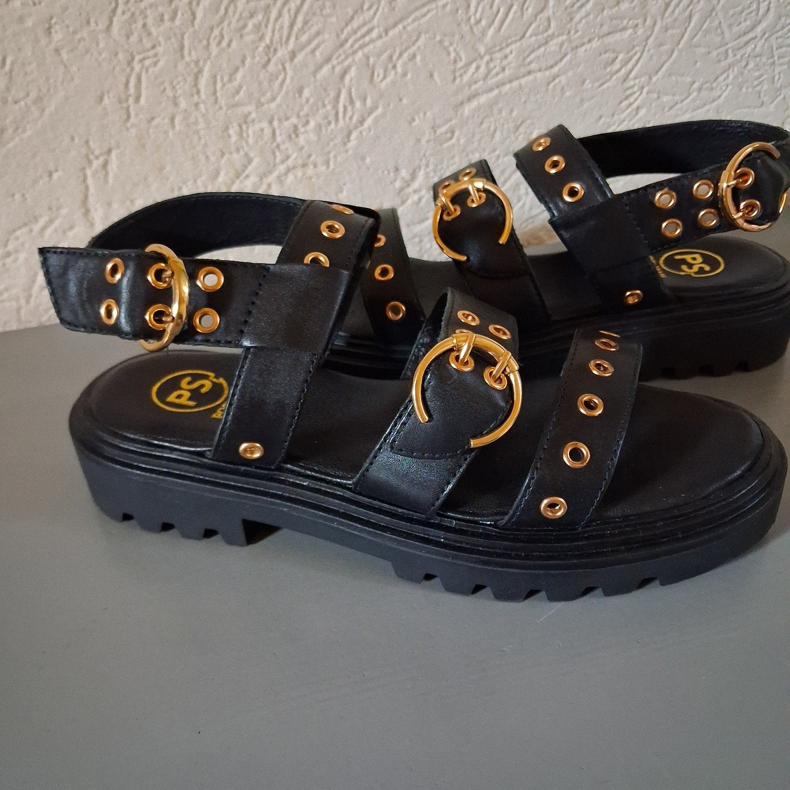 Leren poelman sandalen mt 40 of 40/5, Poelman, Zwart, Nieuw, Sandalen of Muiltjes