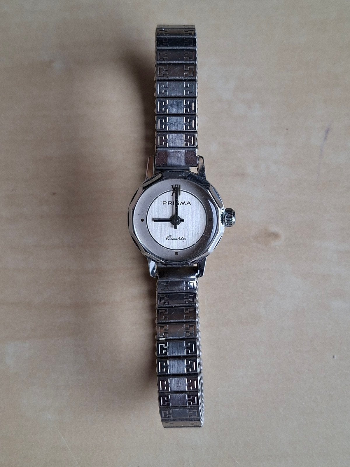 Prisma quartz dameshorloge uit de jaren 60, met schakelband, Ophalen of Verzenden, Staal, Overige merken