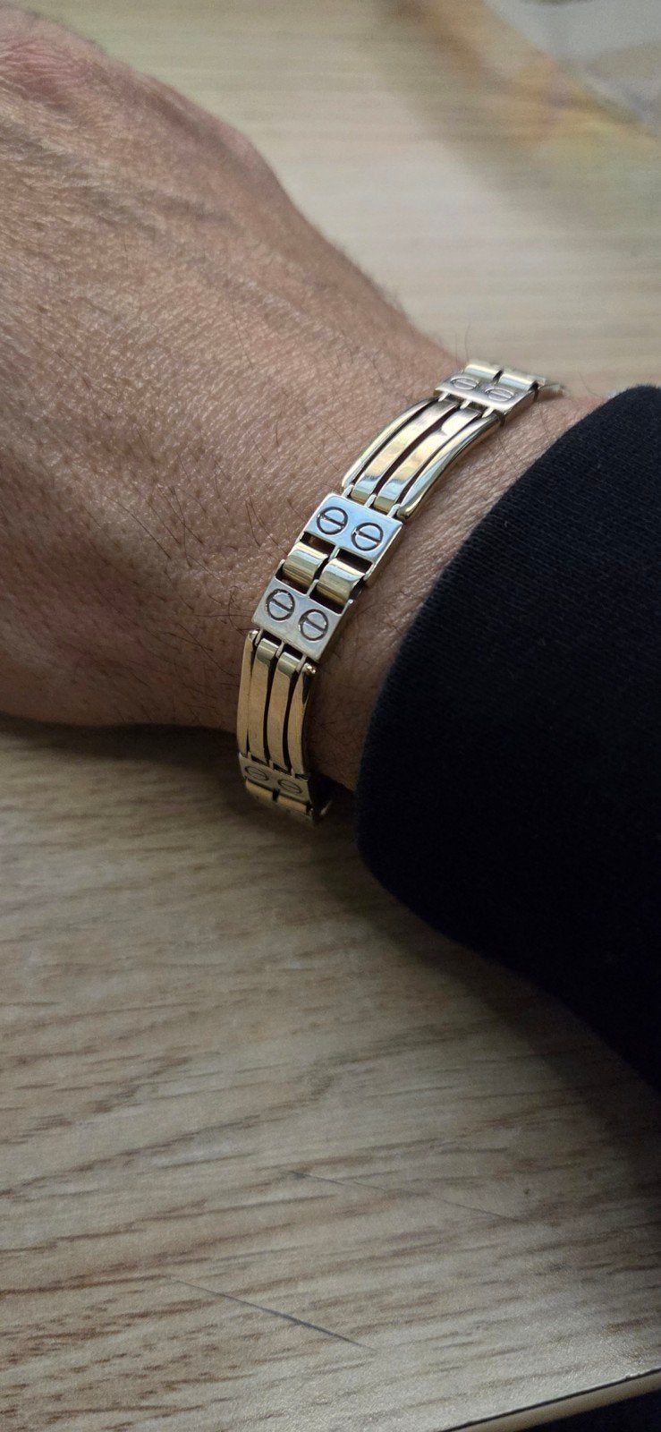 14k bicolor gouden Cartier look armband, Overige merken, Ophalen of Verzenden, Zo goed als nieuw, Goud