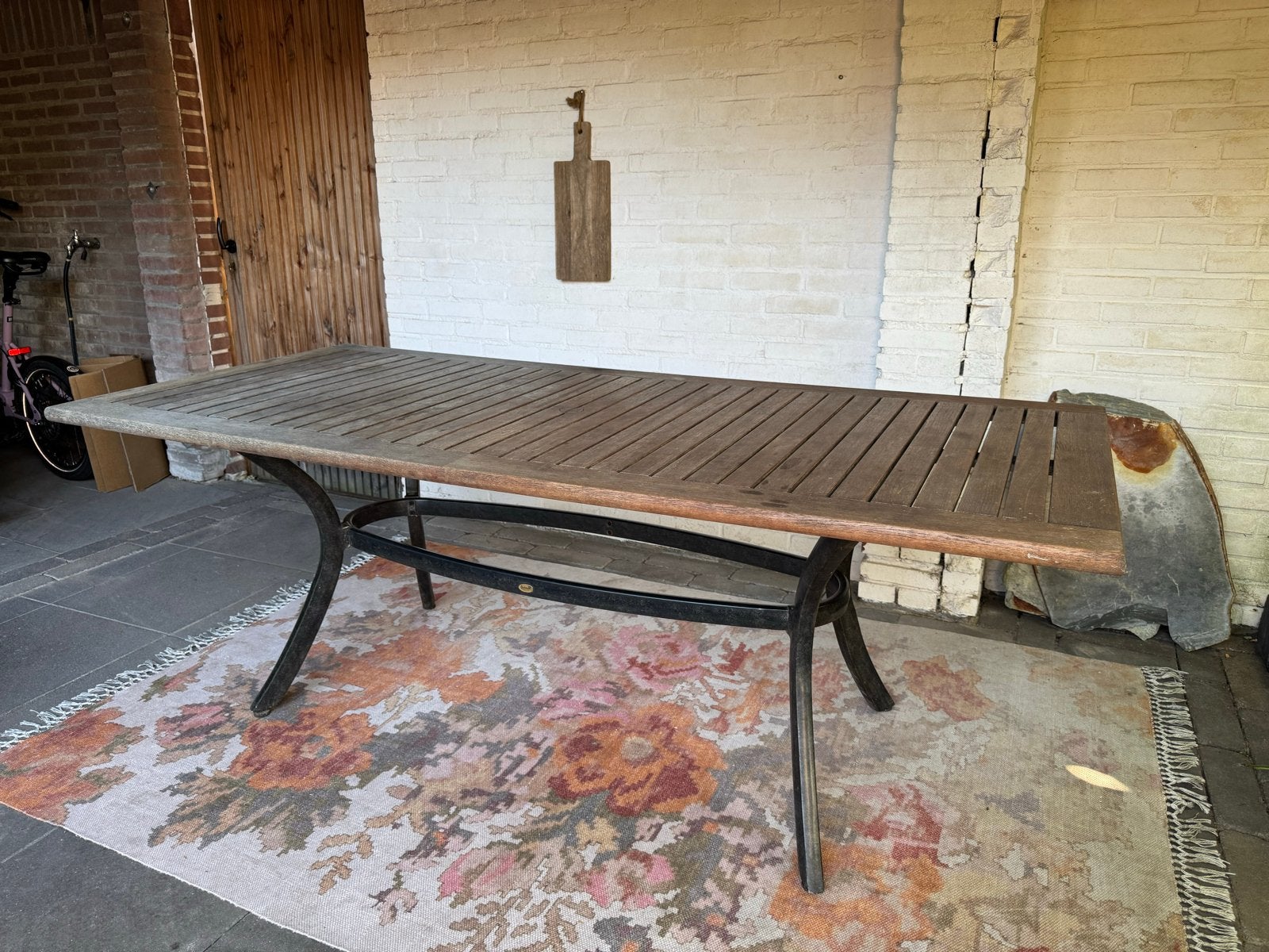 Hartman Prestige Teakhouten Tuintafel - 90x200cm, Ophalen, Gebruikt, Rechthoekig, Teakhout