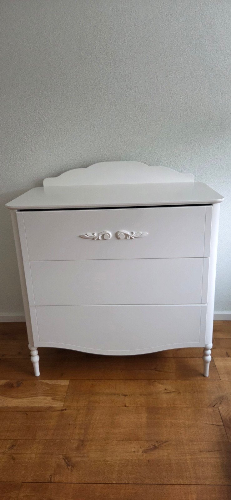 Witte commode met 3 lades, Ophalen, Gebruikt, 50 tot 70 cm, 105 cm of meer