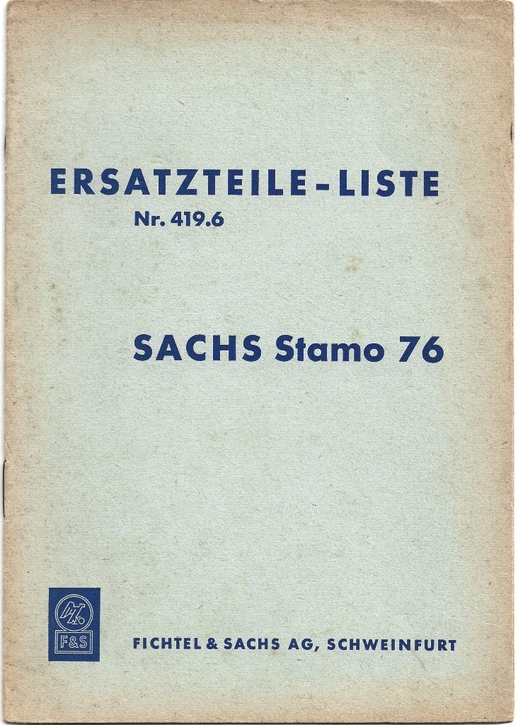 Sachs Stamo 76 Ersatzteile Liste onderdelenlijst (5222z), Verzenden, Zo goed als nieuw, Tractor en Landbouw