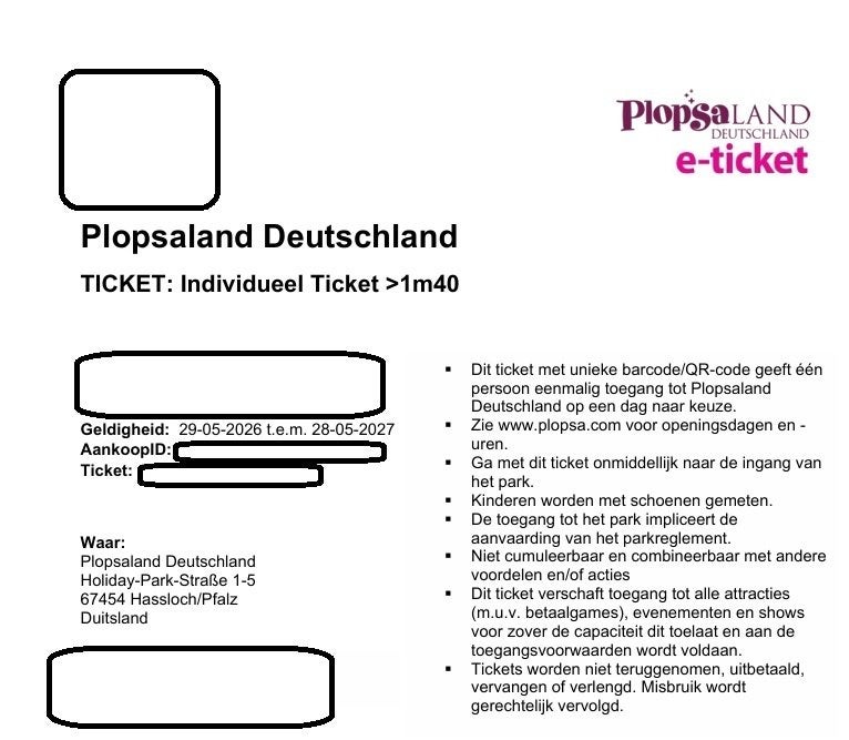 Plopsaland Deutschland – 4 tickets, Drie personen of meer, Ticket of Toegangskaart