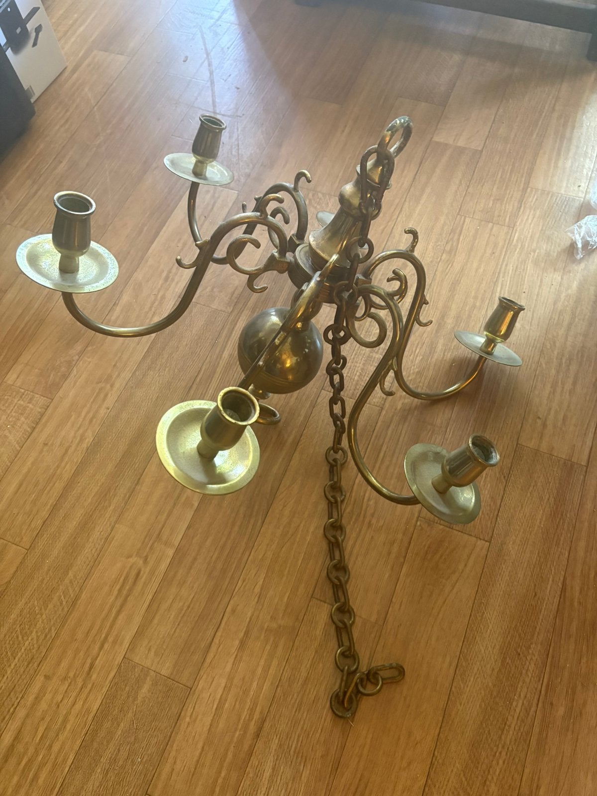 klassieke bolkroonluchter en 2 wandlampen, Huis en Inrichting, Lampen | Kroonluchters, Ophalen, Gebruikt