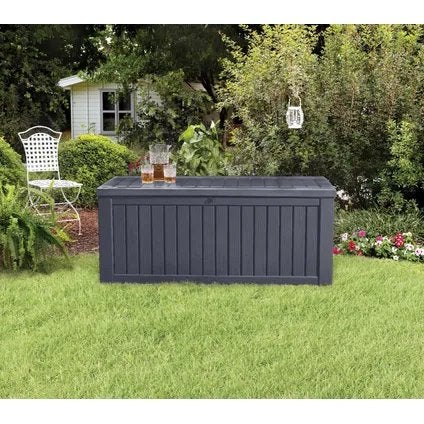 Keter Kussenbox Rockwood  - Grijs - 155x72,4x64,4cm, Tuin en Terras, Bergingen en Tuinkasten, Ophalen, Zo goed als nieuw, Kunststof