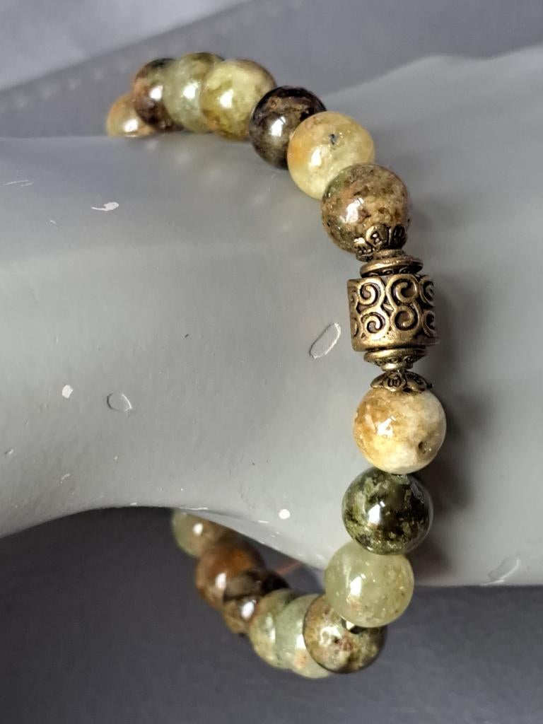 772 Mooie kwaliteit edelsteen armband Tsavoriet granaat 9mm, Nieuw, Ophalen of Verzenden, Elastiek, Met edelsteen
