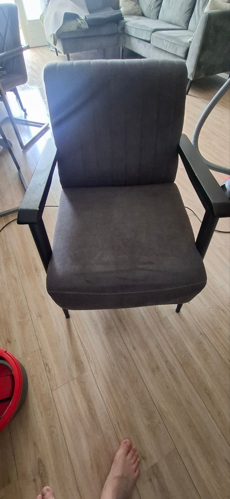 Comfortabele fauteuil - Donkergrijs, Ophalen, Hout, Gebruikt, 75 tot 100 cm