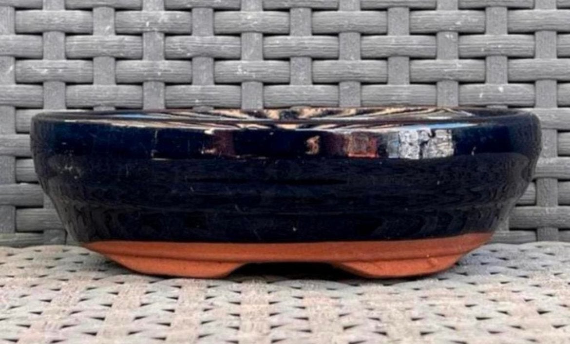 Bonsai schaal ovaal blauw geglazuurd aardewerk 16,3x10,6x4,9, Ophalen of Verzenden, Zo goed als nieuw, Overige vormen, Aardewerk