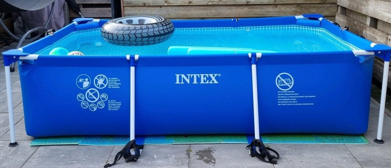 Intex 3x2 opzet zwembad incl koepel, Tuin en Terras, Zwembaden, Ophalen, Gebruikt, Opzetzwembad, Rechthoekig