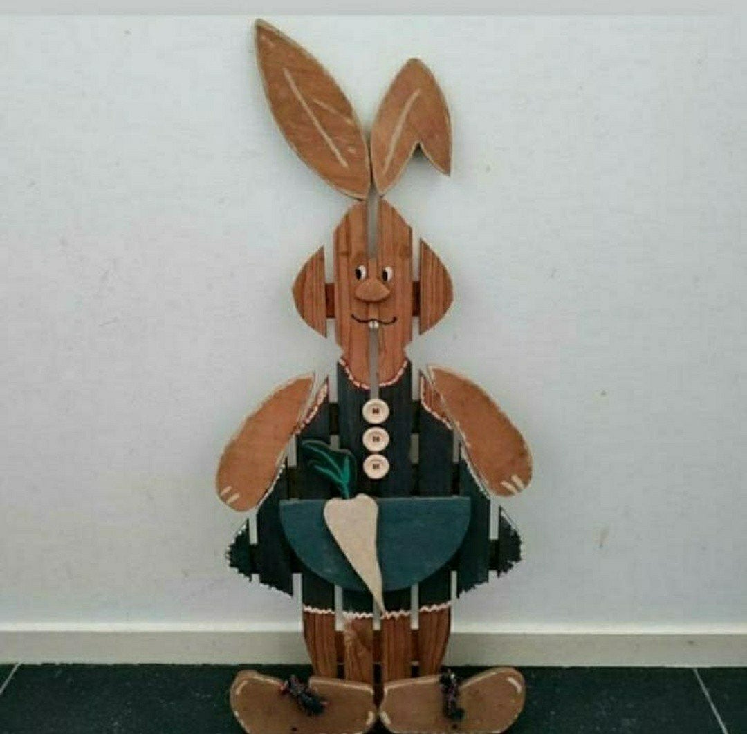 PaasHaas,hout,Haas,dier,bos,schildpad,decoratie,Pasen,Kerk, Ophalen of Verzenden, Zo goed als nieuw