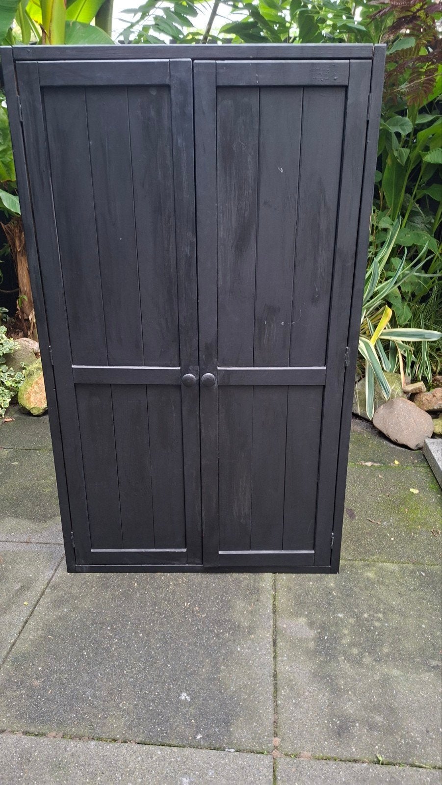 Houten kledingkast met plank en roede - Zwart, Ophalen, Met deur(en), Gebruikt, 100 tot 150 cm