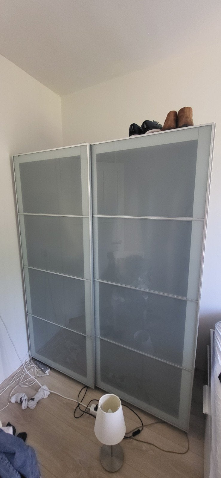 IKEA PAX kledingkast met schuifdeuren en verlichting, Overige materialen, Gebruikt, 100 tot 150 cm, 200 cm of meer