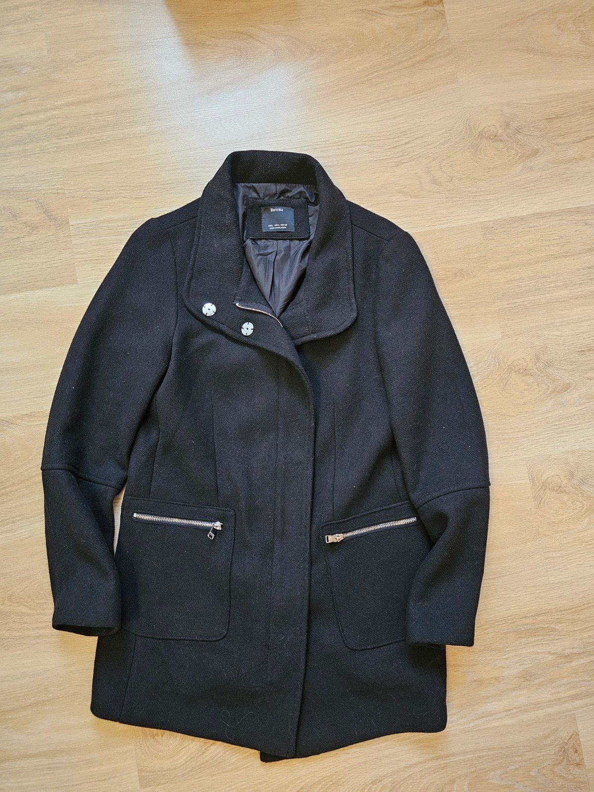 Bershka jas maat L, Kleding | Dames, Jassen | Winter, Zwart, Maat 42/44 (L), Zo goed als nieuw, Bershka