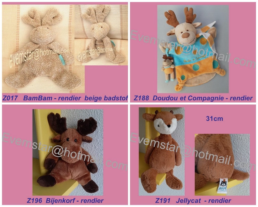 Rendier - BamBam DouDou et Compagnie Bijenkorf Jellycat, Kinderen en Baby's, Ophalen, Zo goed als nieuw, Overige typen