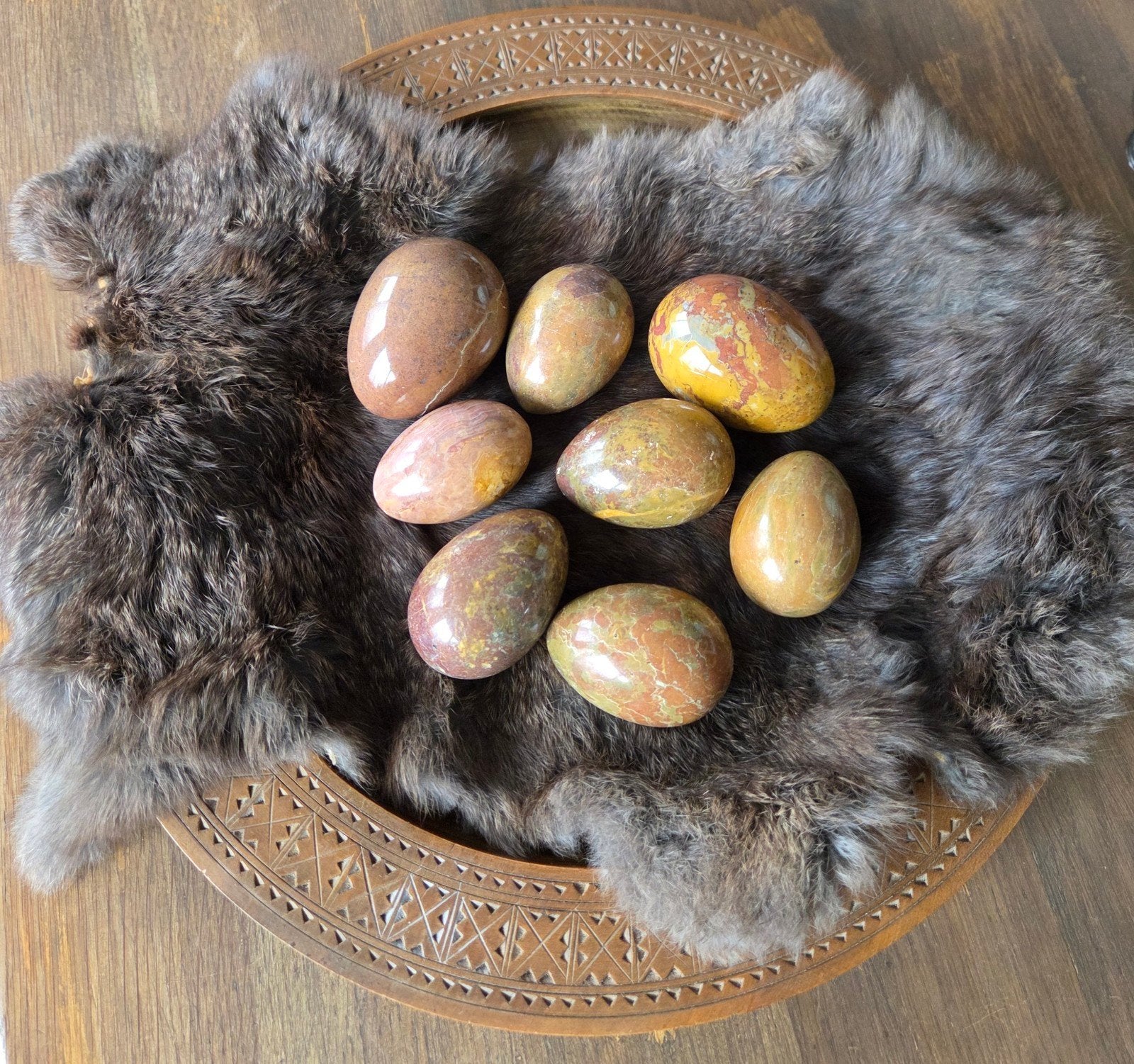 8  Decoratieve, gladgepolijste marmeren eieren, Verzamelen, Ophalen of Verzenden