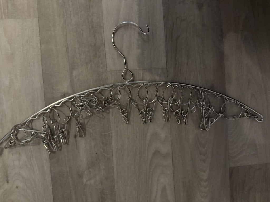 RVS knijperhanger 46 cm - sokken, ondergoed, kleine was, Ophalen of Verzenden, Gebruikt, Wasrek