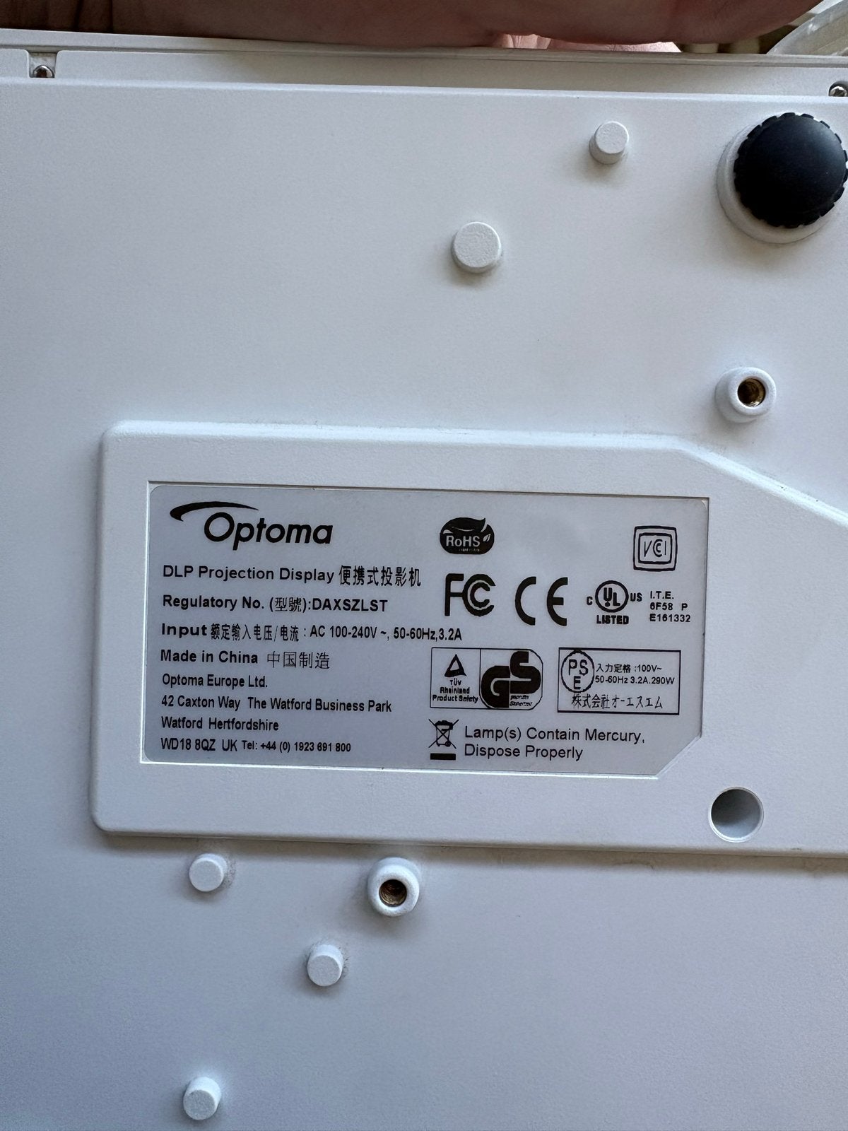 Optoma DLP Projector DAXSZLST met scherm en tas, Ophalen of Verzenden, Gebruikt, DLP, Overige resoluties