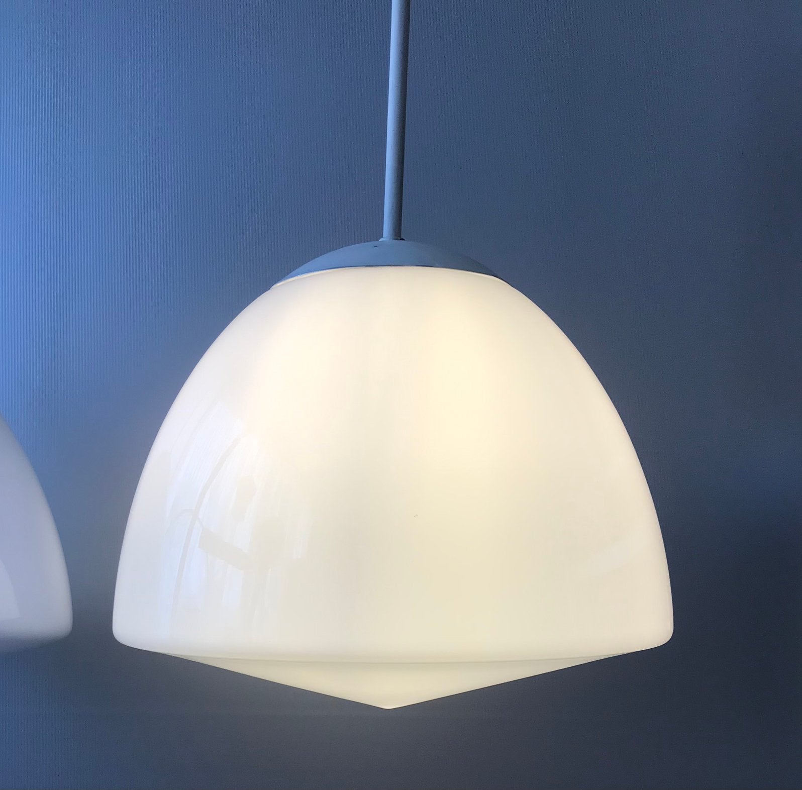 Philips opaline pendant 50s silence of the lamps, Gebruikt, Mid century modern vintage design, Glas, E27 (groot)