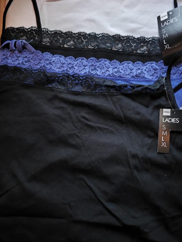 8 Nieuwe HEMA Hemden met Kant en Spaghettibandjes, Ophalen of Verzenden, Blauw, Hemd