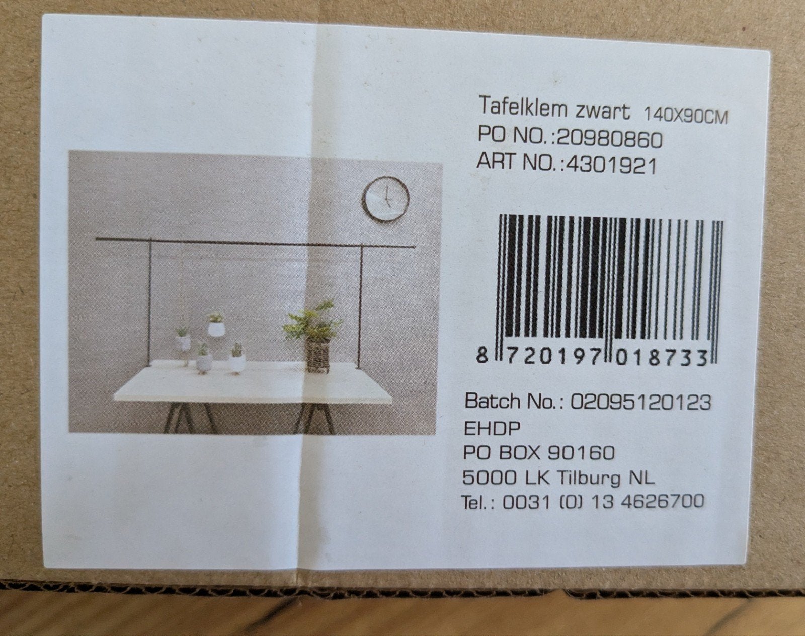 Nieuwe zwarte tafelklem 140x90 cm voor binnen/buiten, Ophalen, Nieuw