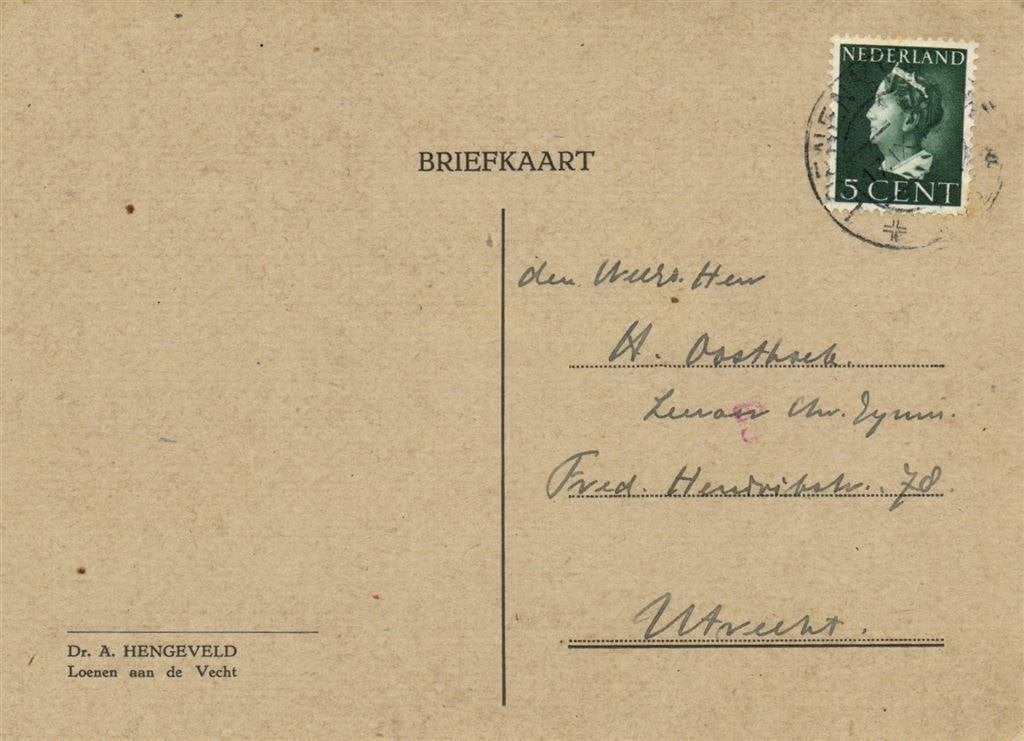 Dr. A. Hengeveld, Loenen aan de Vecht - 09.1946 - briefkaart, Ophalen of Verzenden, Briefkaart