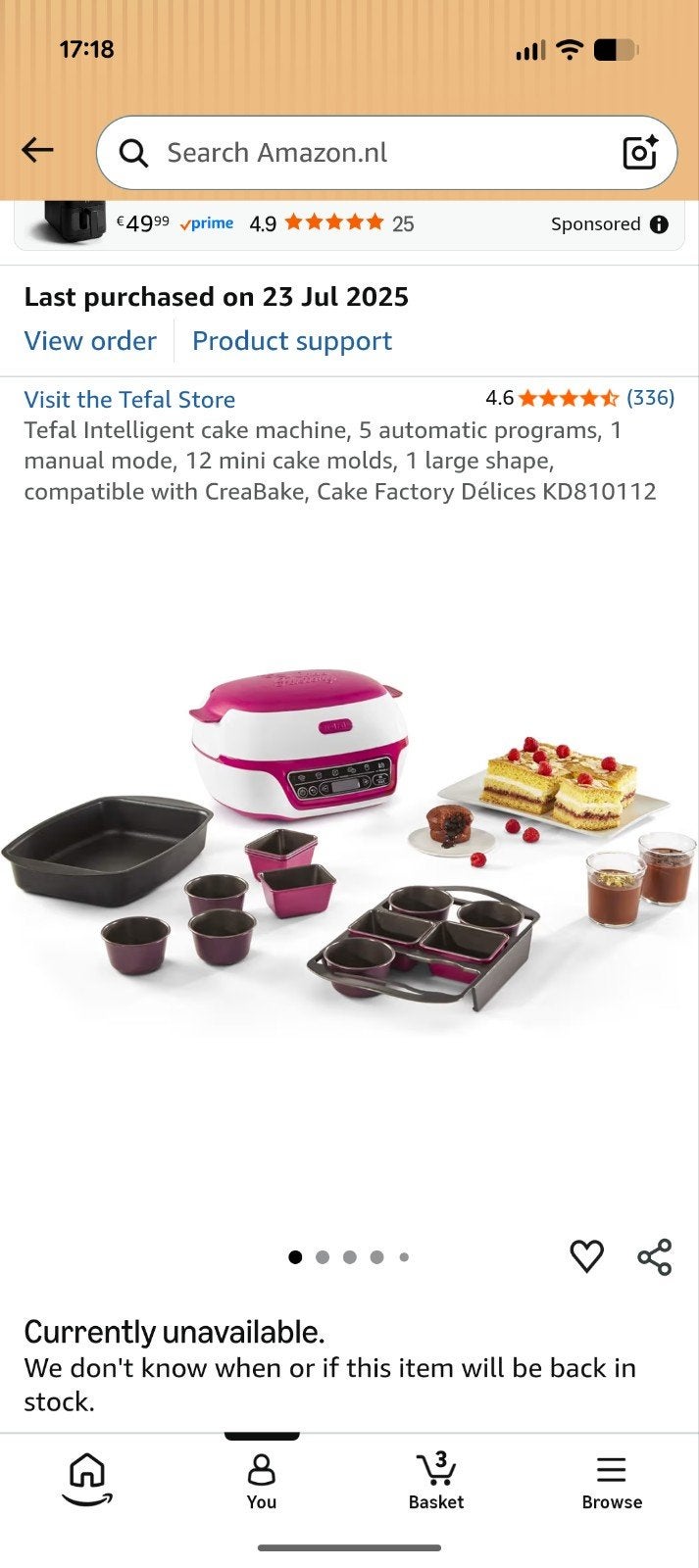 Tefal Cake Factory Delices KD810112 - Zo goed als nieuw, Minder dan 45 cm, Minder dan 45 cm, Oven, Tefal