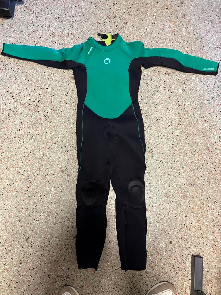 Tribord Wetsuit 4/3 mm voor kinderen- Groen/Zwart, 160cm, Ophalen, Zo goed als nieuw, Dame of Heer, Wetsuit