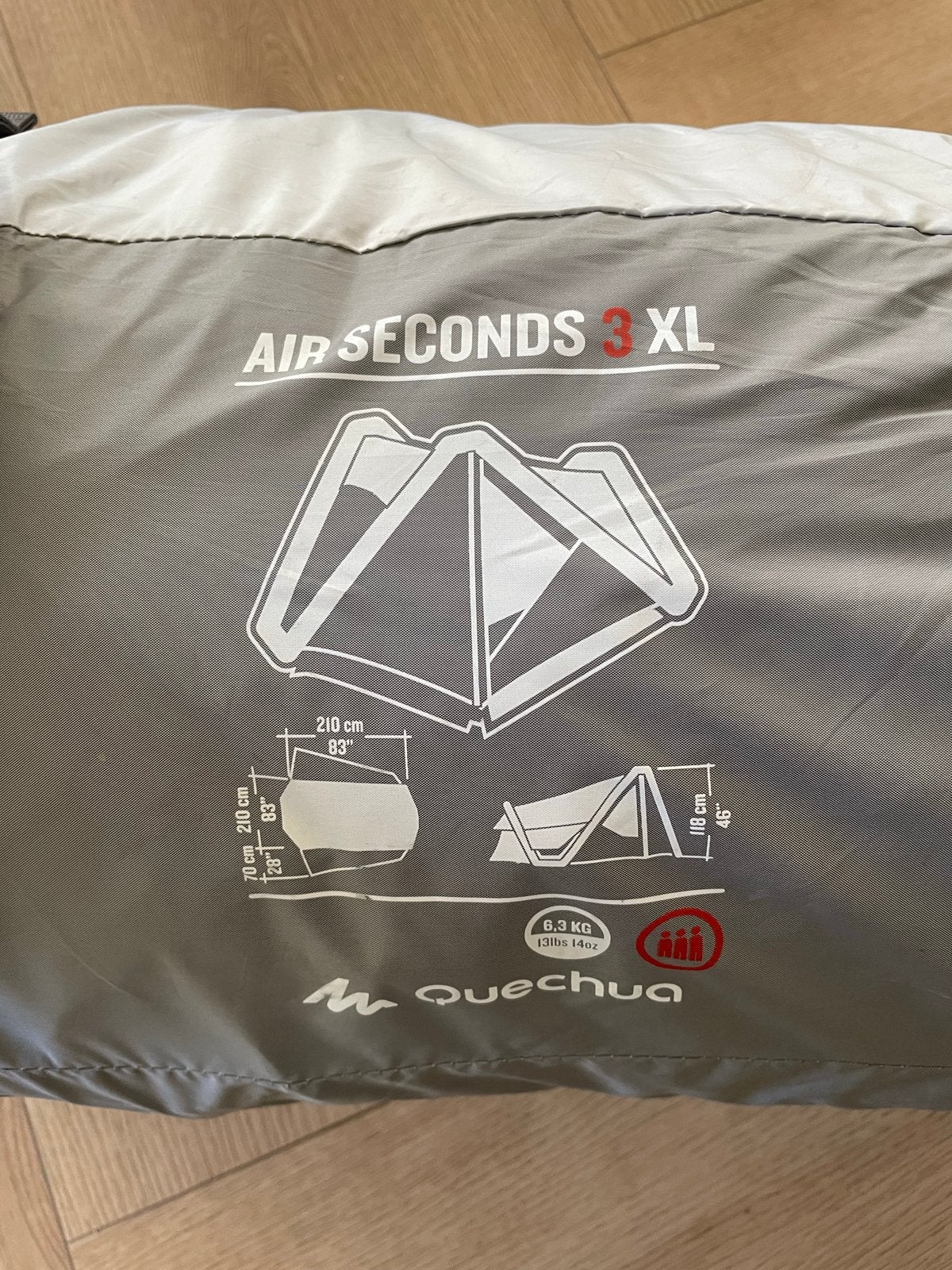 Opblaasbare Decatlon tent Quechua air seconds 3 XL, Ophalen, Zo goed als nieuw, Tot en met 4