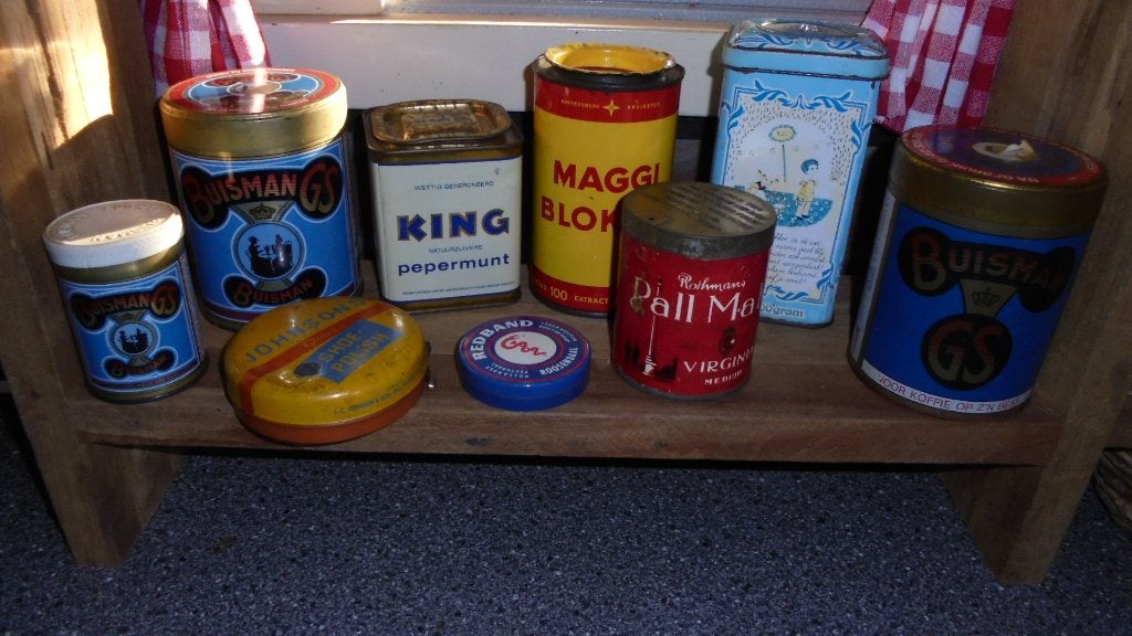 diverse oude blikjes, maggi, buisman enz, Verzamelen, Blikken, Ophalen, Gebruikt, Overige
