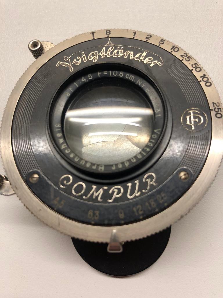 Voigtlander compur heliar no 839731. 1:45 f=10,5cm, Ophalen of Verzenden, Gebruikt