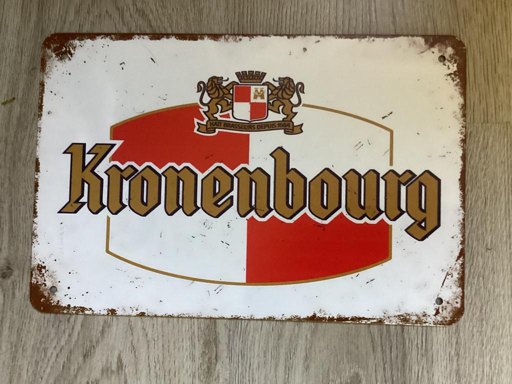 KRONENBOURG BIER reclame bord NIEUW (geen emaille), Ophalen of Verzenden, Zo goed als nieuw, Reclamebord