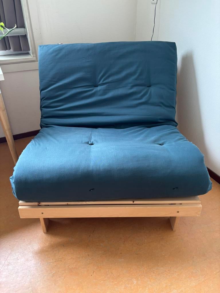 La Redoute Blauw Slaapbank Japanse Stijl Van Katoen, Ophalen, 90 cm, Eenpersoons, Blauw
