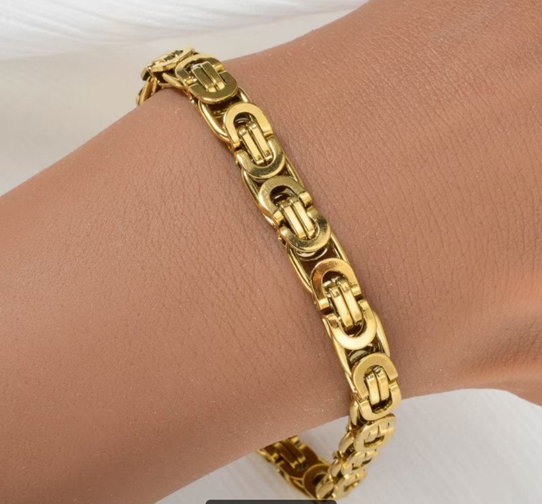PRACHTIGE VERGULDE 18K BYZANTIJNSE KONINGSARMBAND, Sieraden, Tassen en Uiterlijk, Ophalen of Verzenden, Nieuw, Goud, Overige materialen