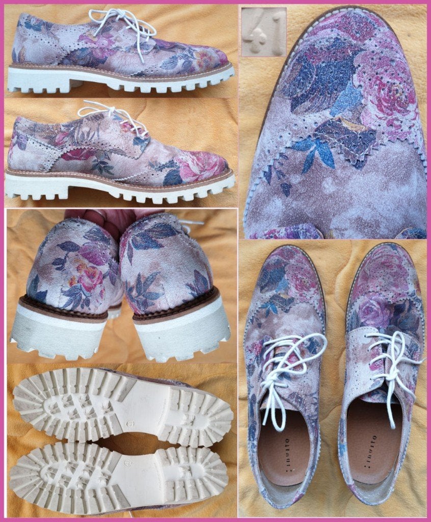 INVITO leren veterschoenen met bloemenprint maat 41 nieuw, Schoenen met lage hakken, INVITO, Nieuw, Ophalen of Verzenden