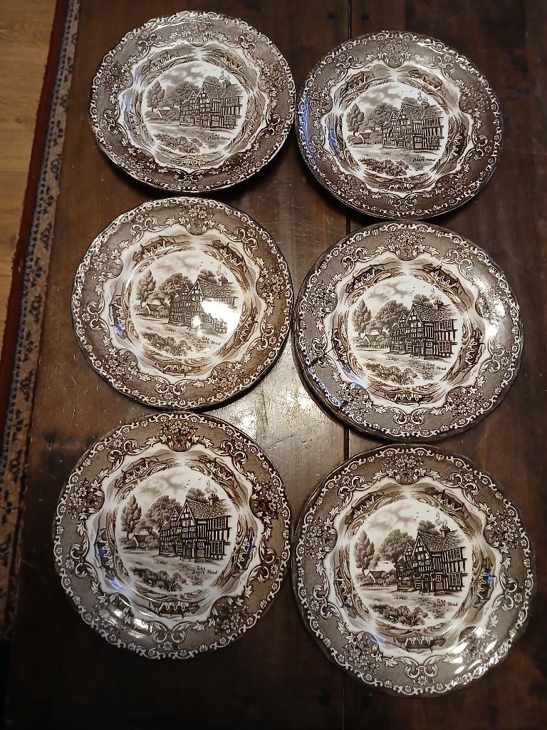 6 Grindley English Country Inns gebaksborden, bruin ,18cm, Ophalen of Verzenden