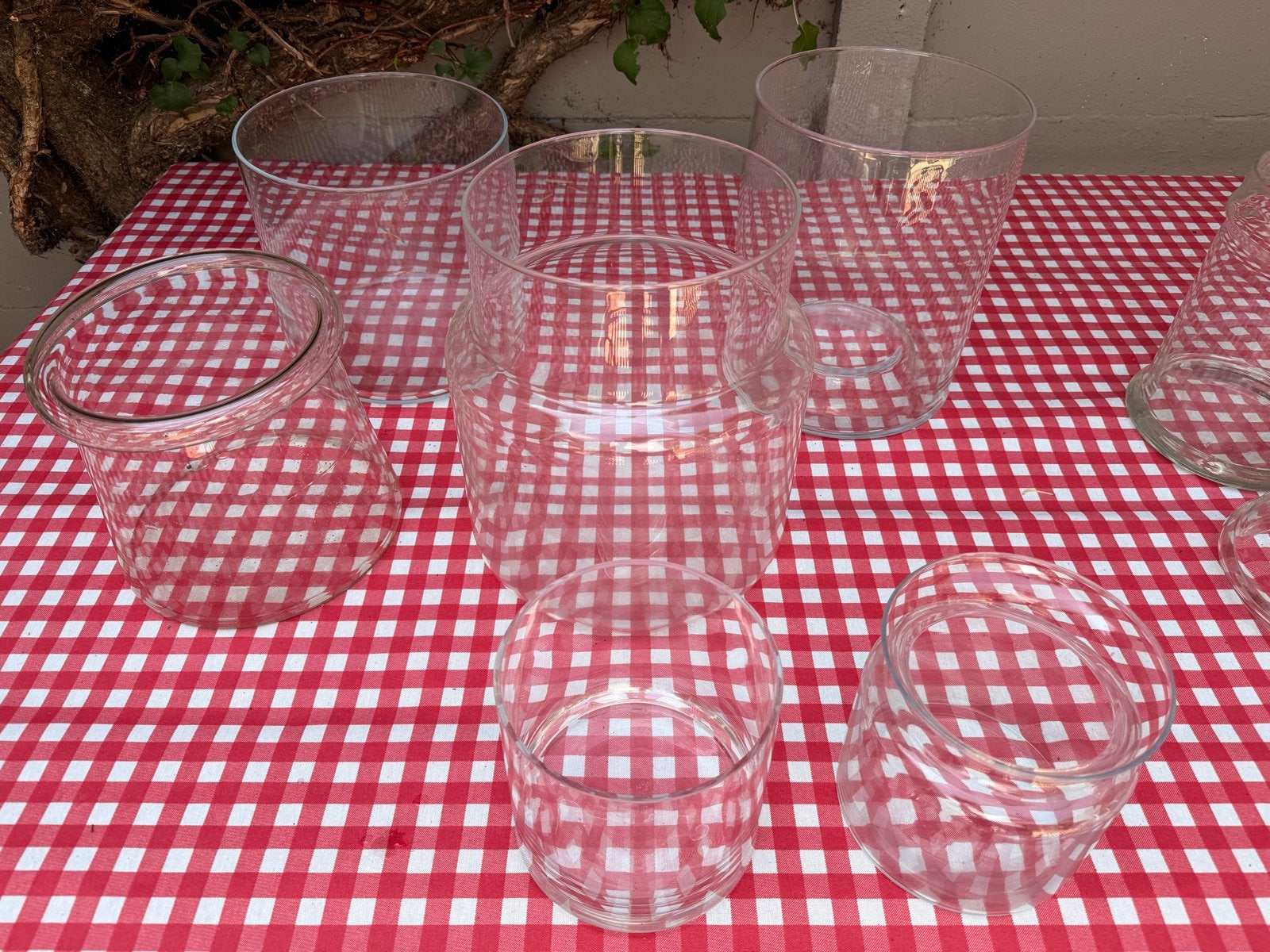Glazen vazen en Glazen potten met deksel - set van 2, Antiek en Kunst, Ophalen