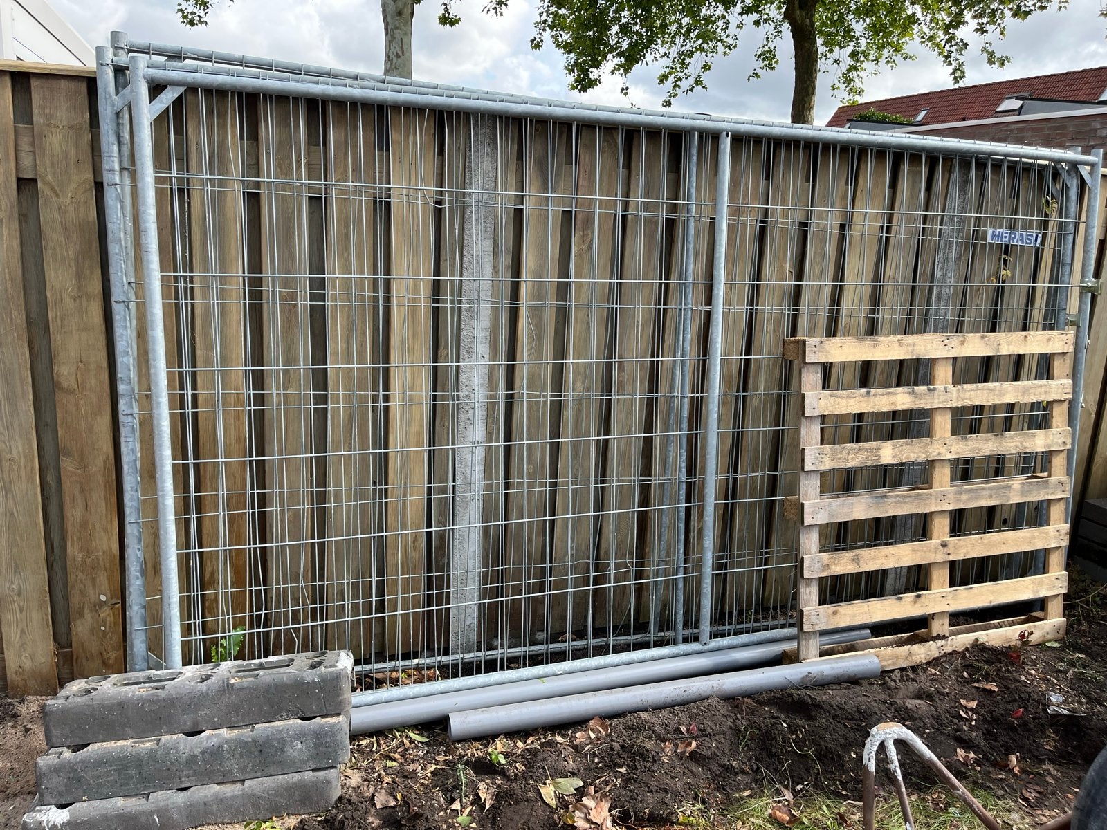 4 Bouwhekken inclusief voeten en koppelplaten, Ophalen, 3 tot 6 meter, IJzer, 1 tot 2 meter