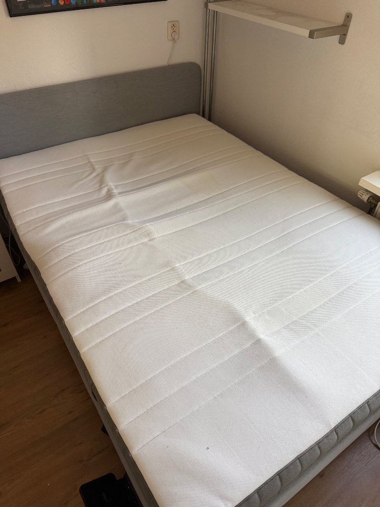 IKEA Slattum bed 140x200, Ophalen, Gebruikt, Wit, Tweepersoons