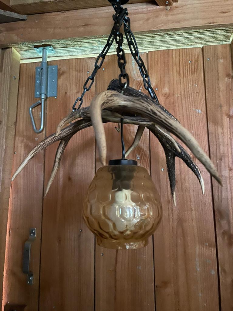 Geweilamp, hanglamp. Mancave, jachtkamer, geweien, Ophalen of Verzenden