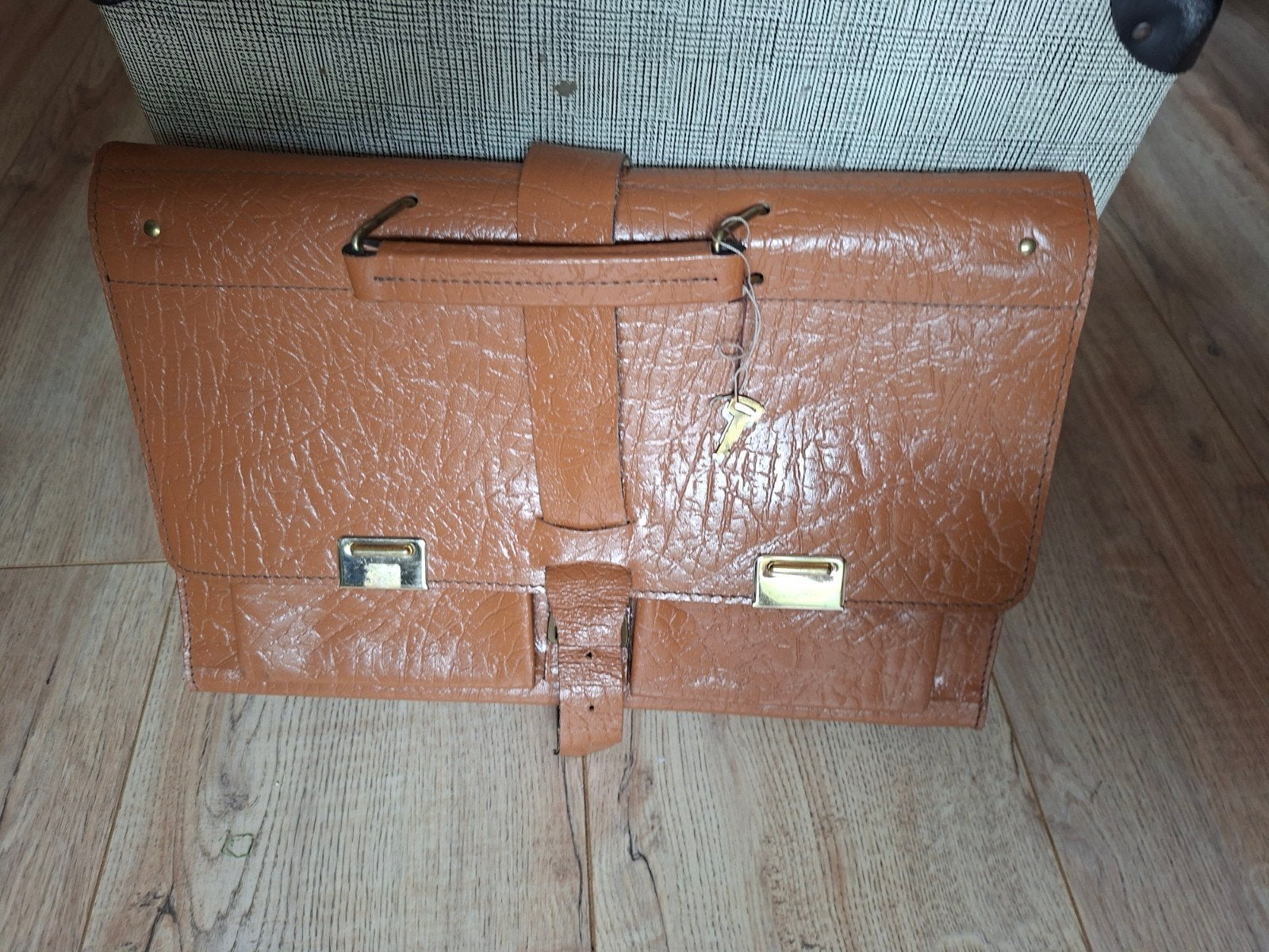 vintage leren schooltas!, Ophalen, Nieuw, Bruin, Aktetas of Boekentas