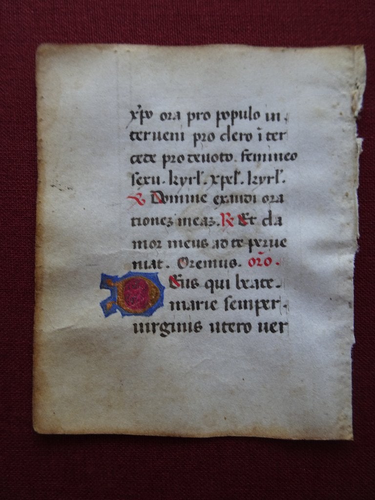 miniatuur Getijdenboek manuscript perkament 8, Italie 1400, Verzenden