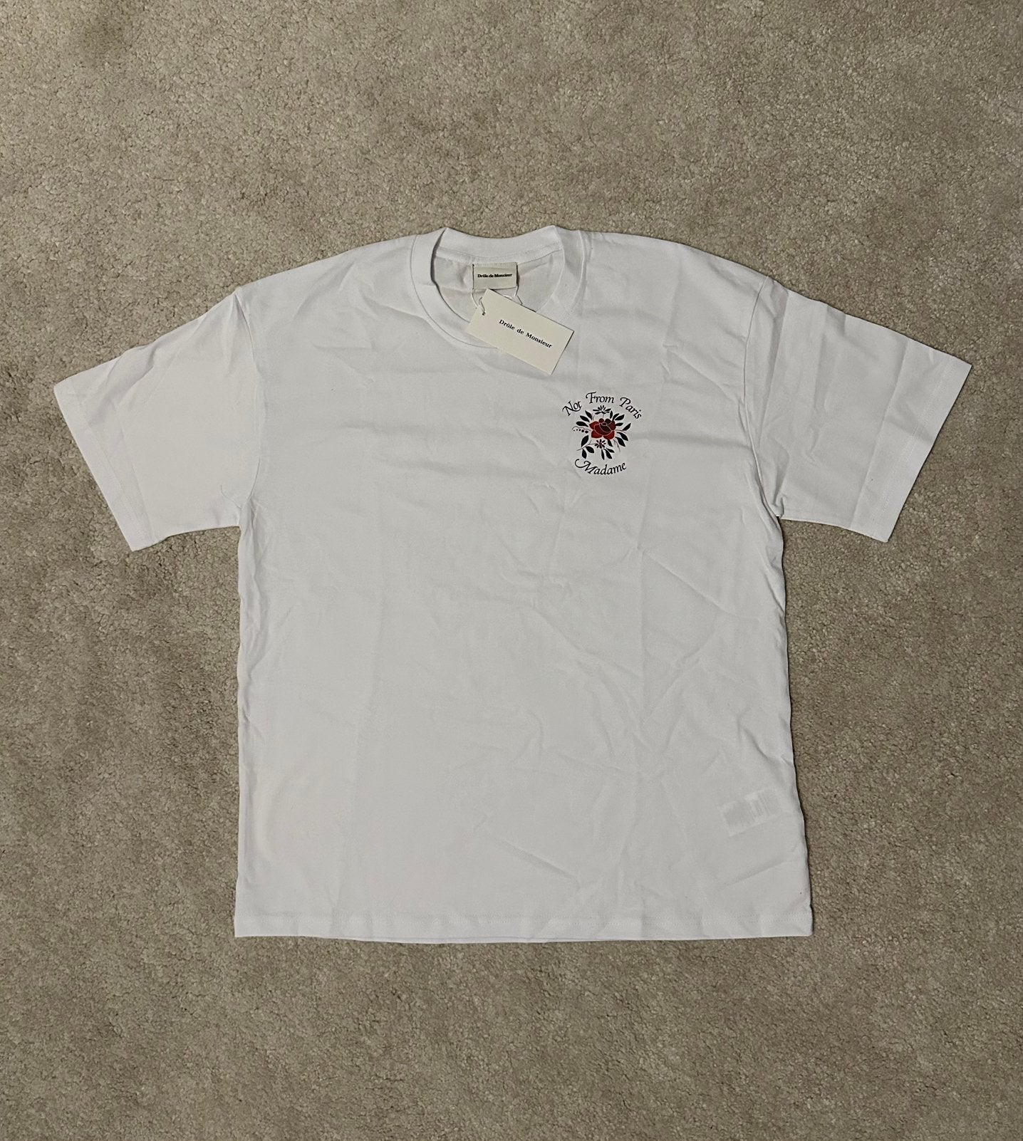 Drôle de Monsieur bloem T-shirt in wit (Maat L), Verzenden, Nieuw, Maat 52/54 (L), Wit
