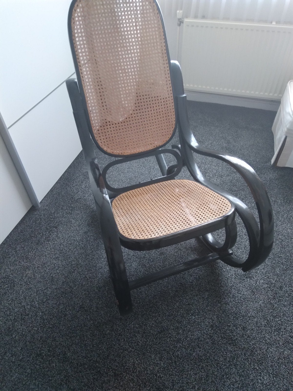 Vintage Thonet schommelstoel met rotan zitting, Ophalen