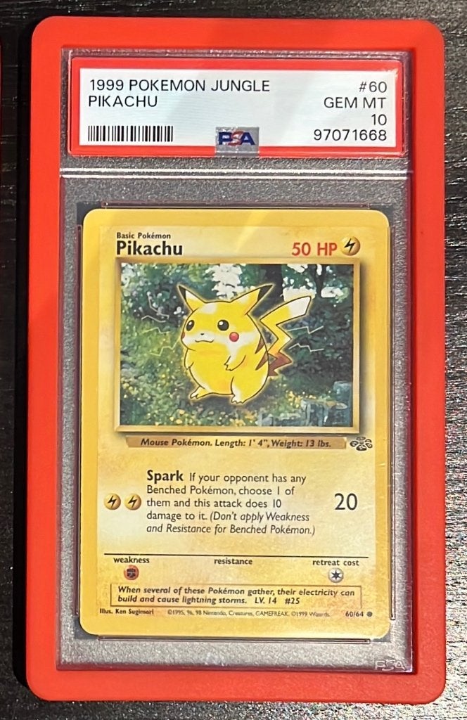 Pikachu jungle 1999 psa 10, Ophalen of Verzenden, Zo goed als nieuw, Losse kaart