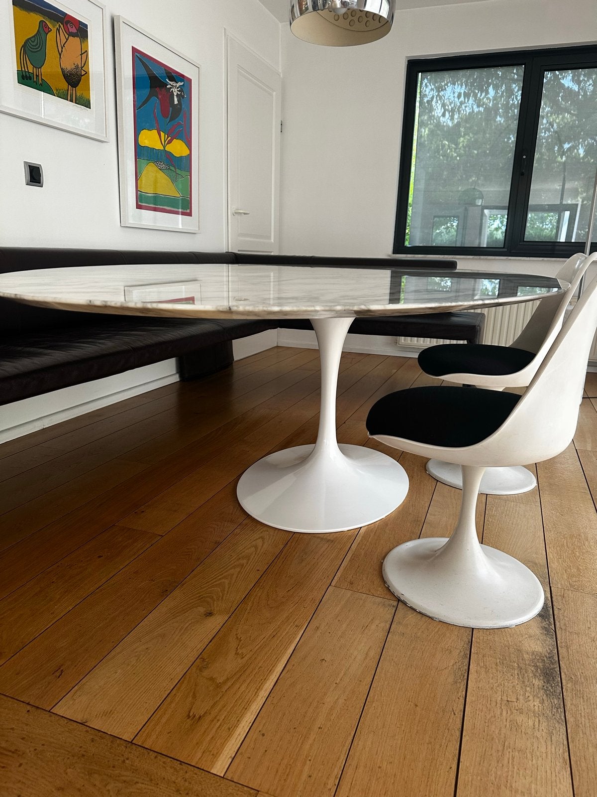 Knoll Saarinen Eettafel Marmer Ovaal 244x137cm, Ophalen, Overige materialen, 100 tot 150 cm, 200 cm of meer