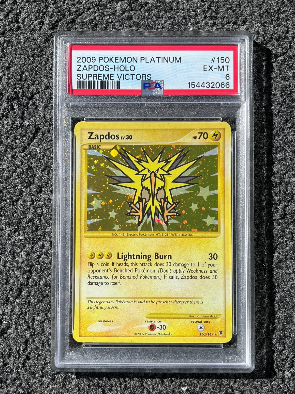 Pokémon PSA 6 Zapdos holo #150 Supreme Victors Platinum, Verzenden, Zo goed als nieuw, Losse kaart, Foil
